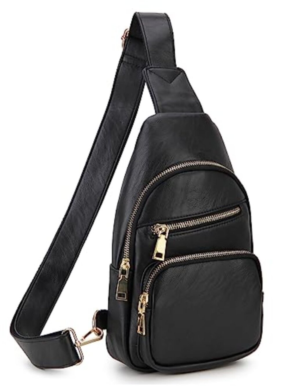 PU Leather Sling Bag Crossbody Chest Bag Adjustable Strap Travel Hiking